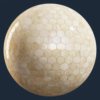 Luxury Beige Marble Hexagon Tile PBR Texture