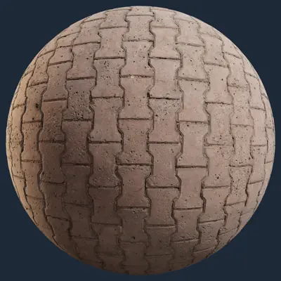 Interlocking Concrete Pavers PBR Texture