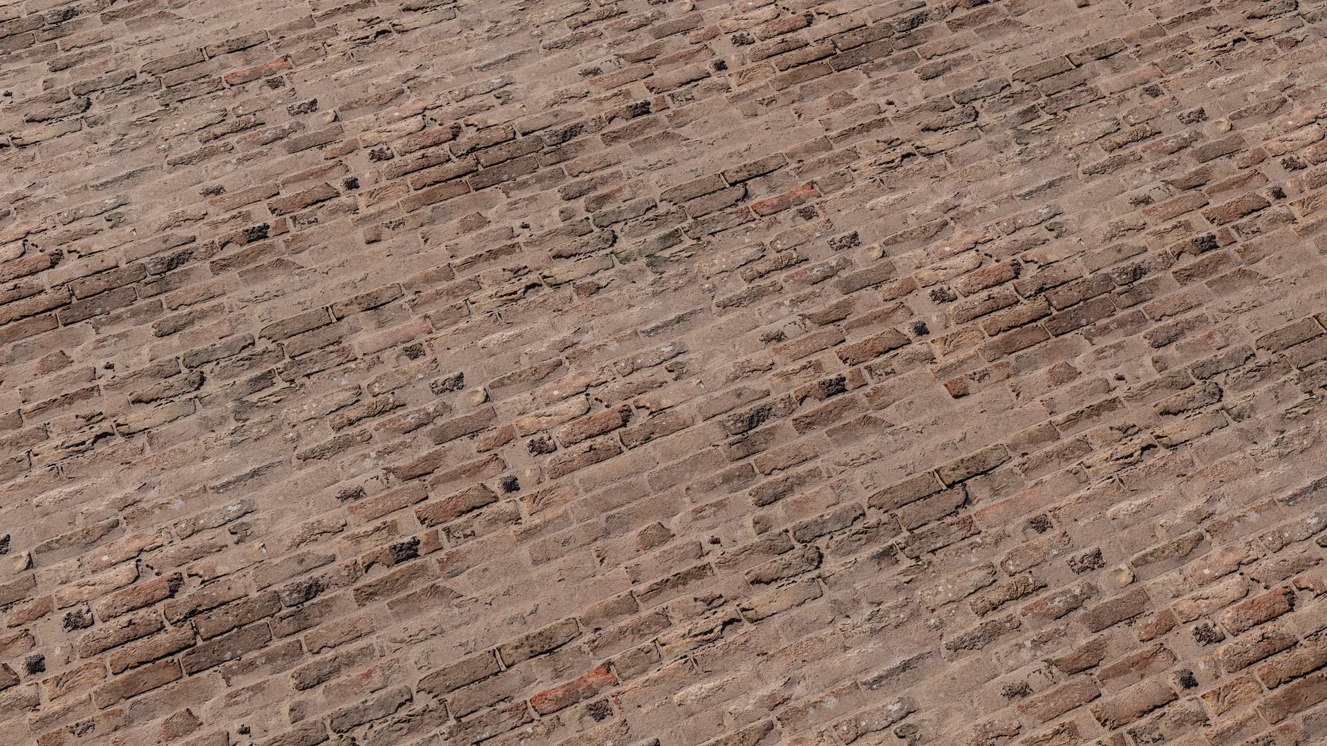 Выветренная старая кирпичная стена PBR texture screenshot 1