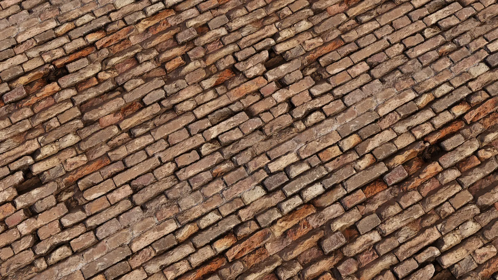 Old Weathered Brick Wall PBR texture screenshot 1