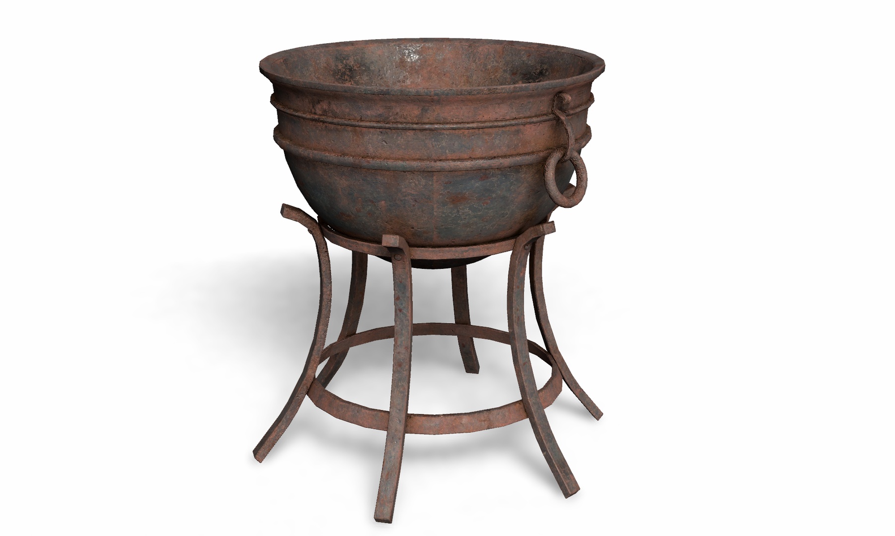 Caldero medieval oxidado sobre hierro. 3D model screenshot 1