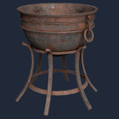 Rusty Medieval Cauldron on Iron – Free Medieval 3D Model