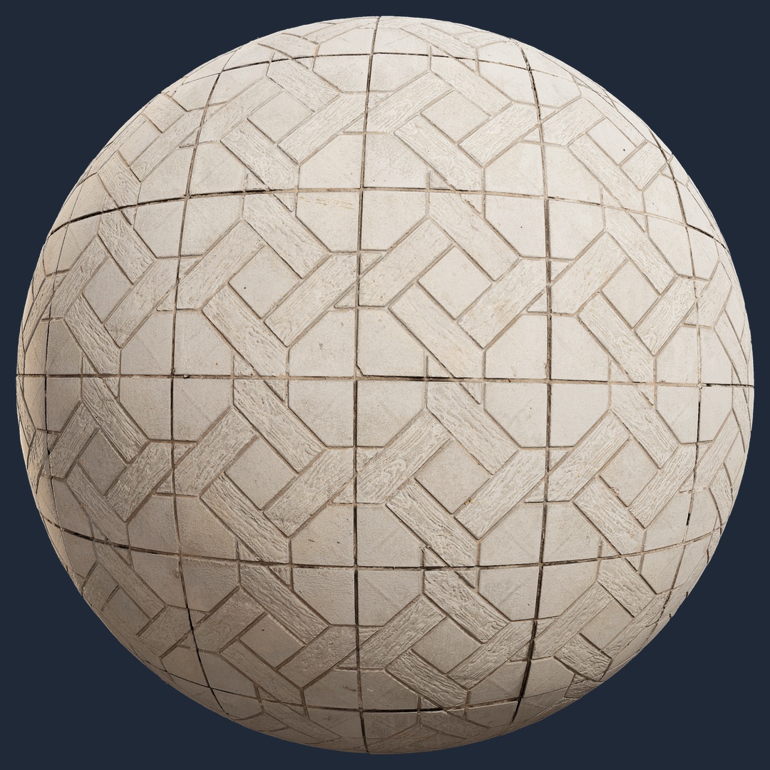 Floor PBR Texture – Geometric Patterned Stone Tile | Free CC0 PBR