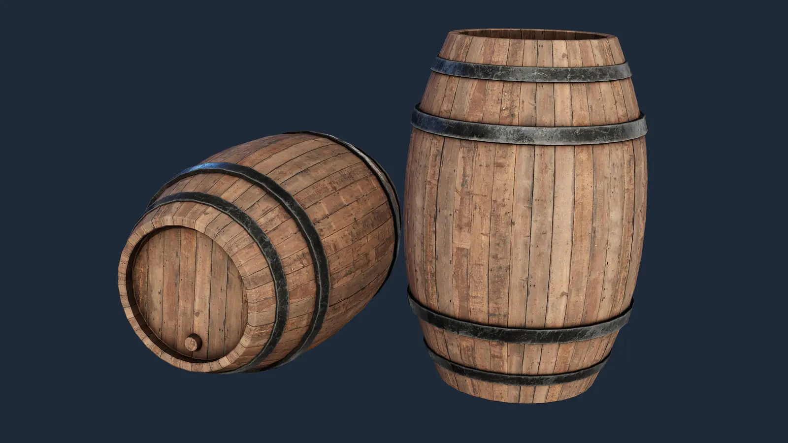 Barril de madera 3D model screenshot 1