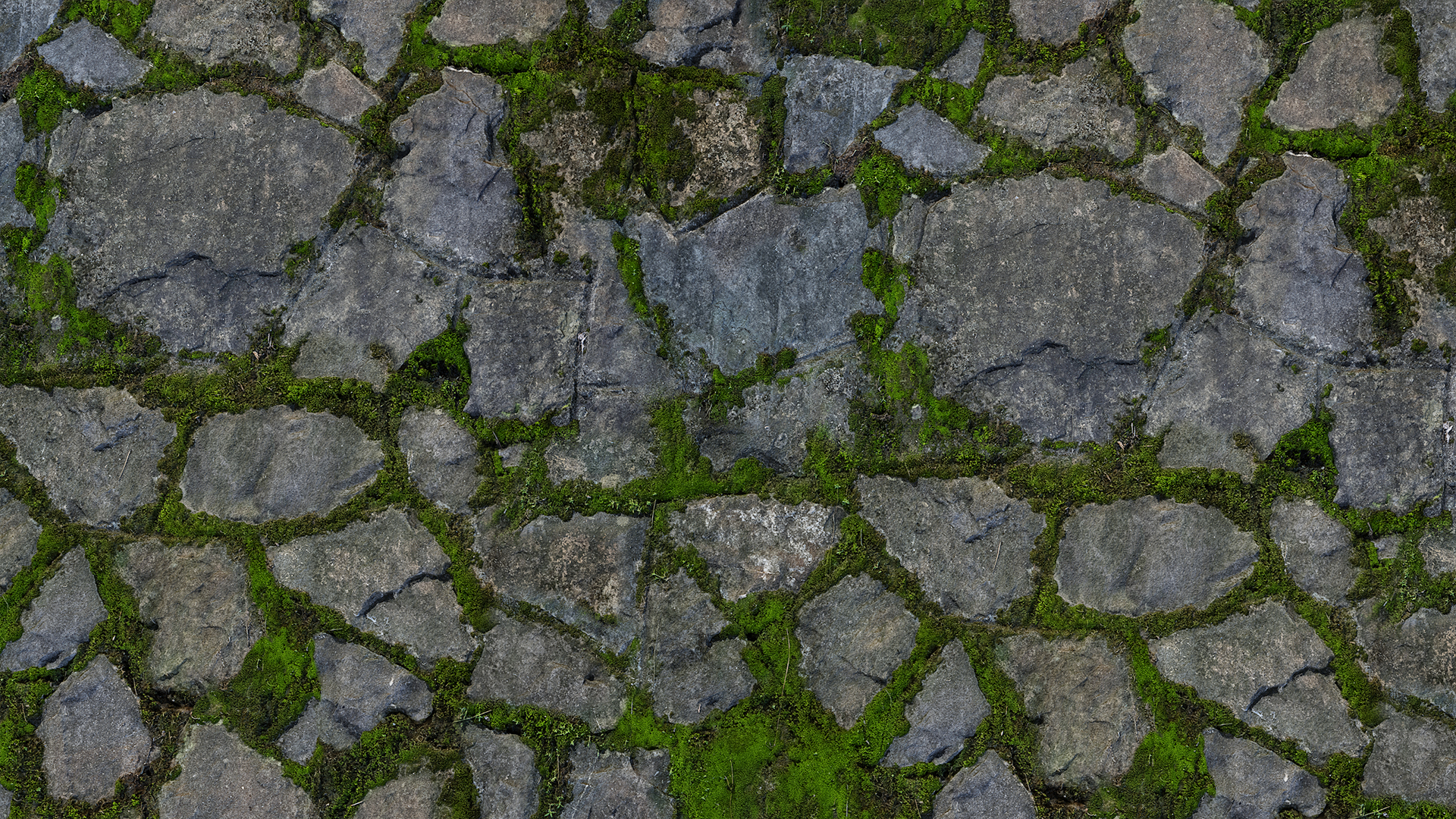 Moosbewachsene Natursteinmauer PBR texture screenshot 1