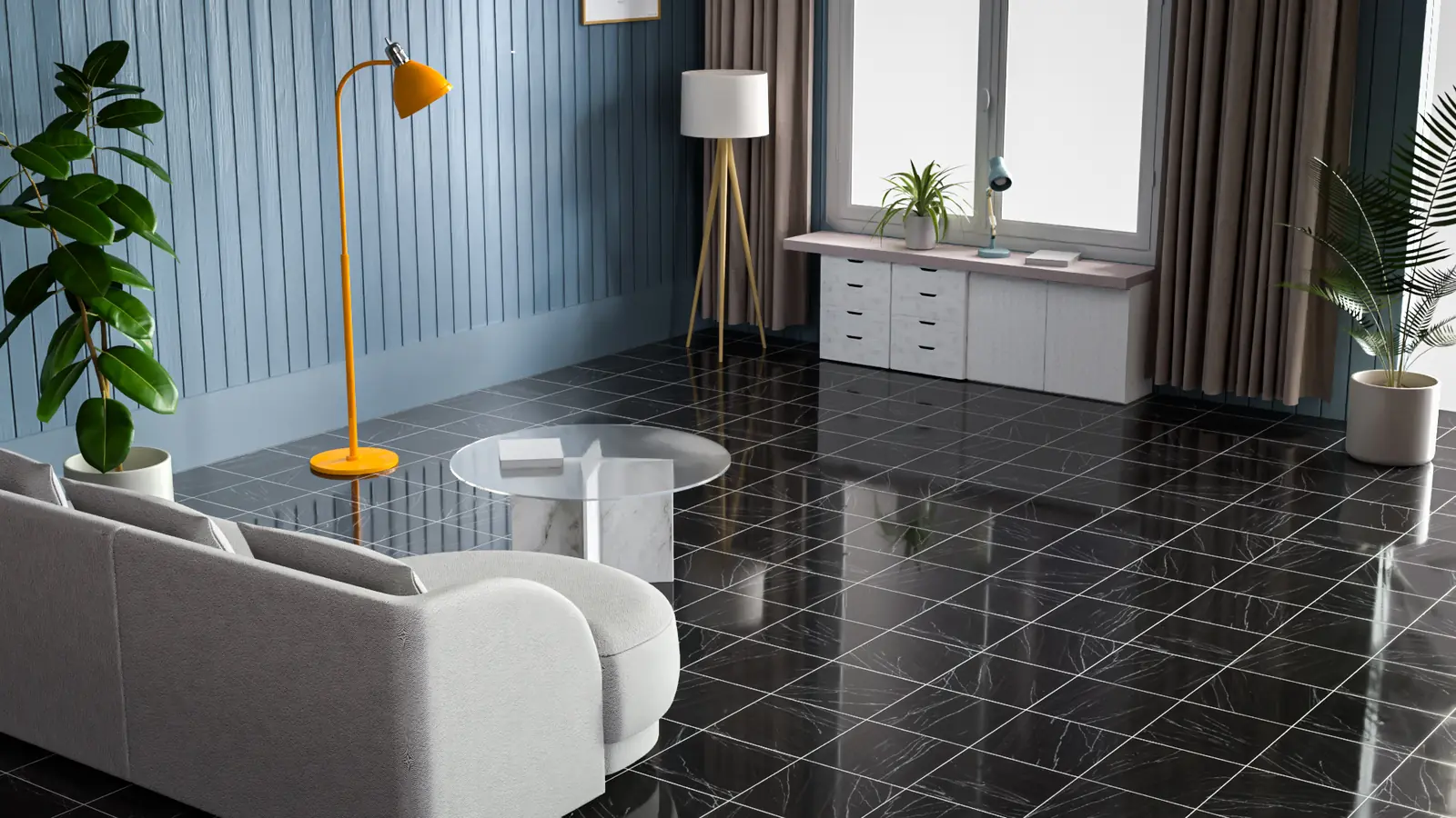 Luxury Black Marble Tile PBR texture screenshot 1