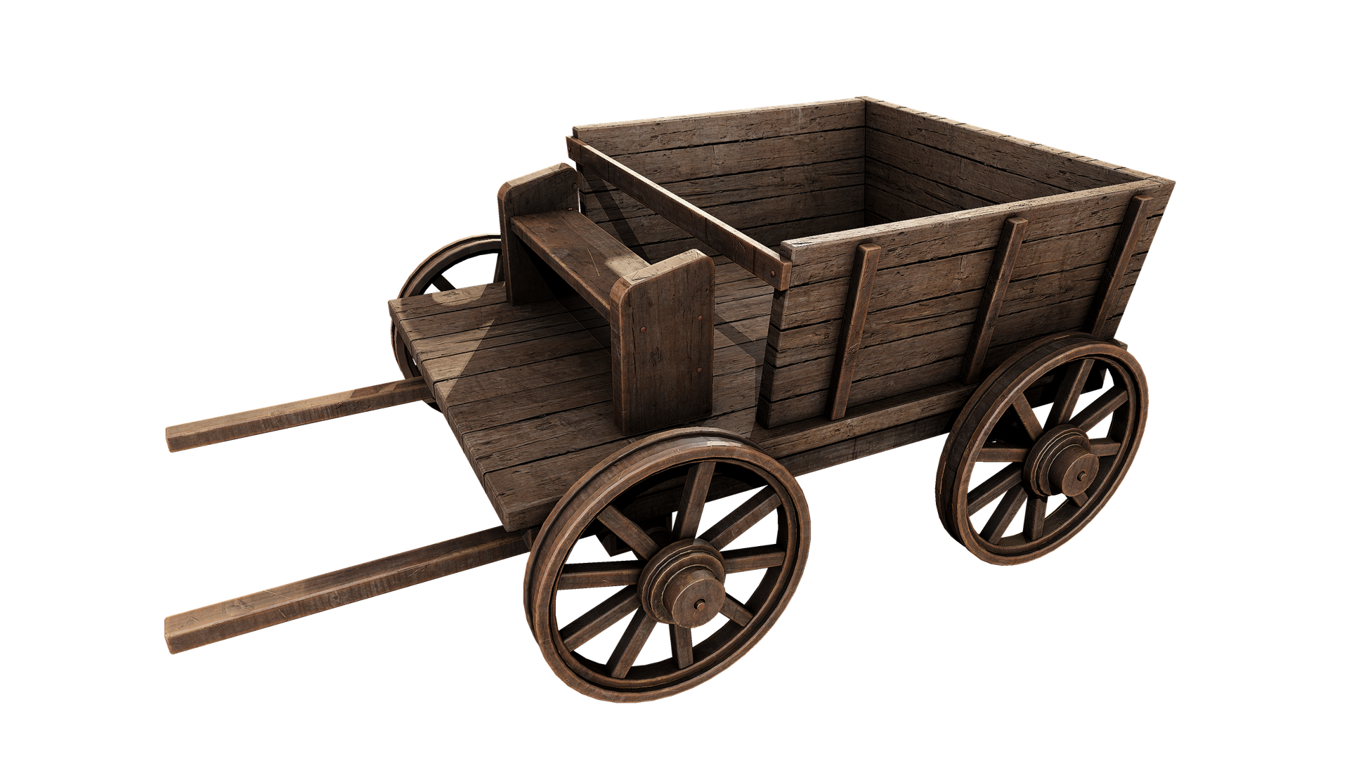 Carro de madera para granja 3D model screenshot 1