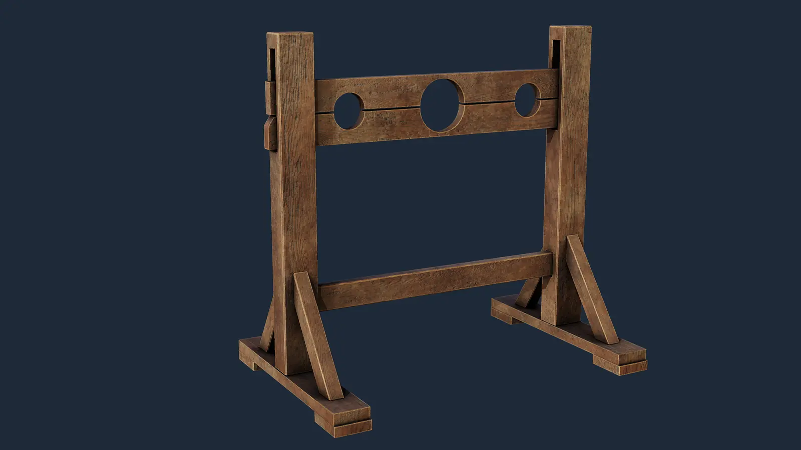 Mittelalterlicher Pranger aus Holz 3D model screenshot 1
