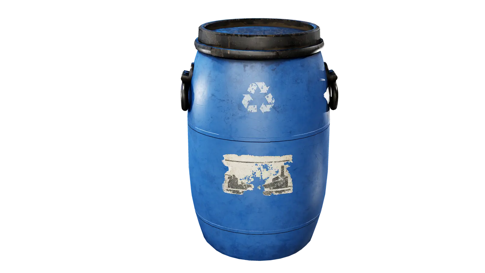 Blue Plastic Barrel 3D model screenshot 1
