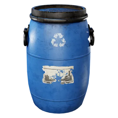 Blue Plastic Barrel 3D Model