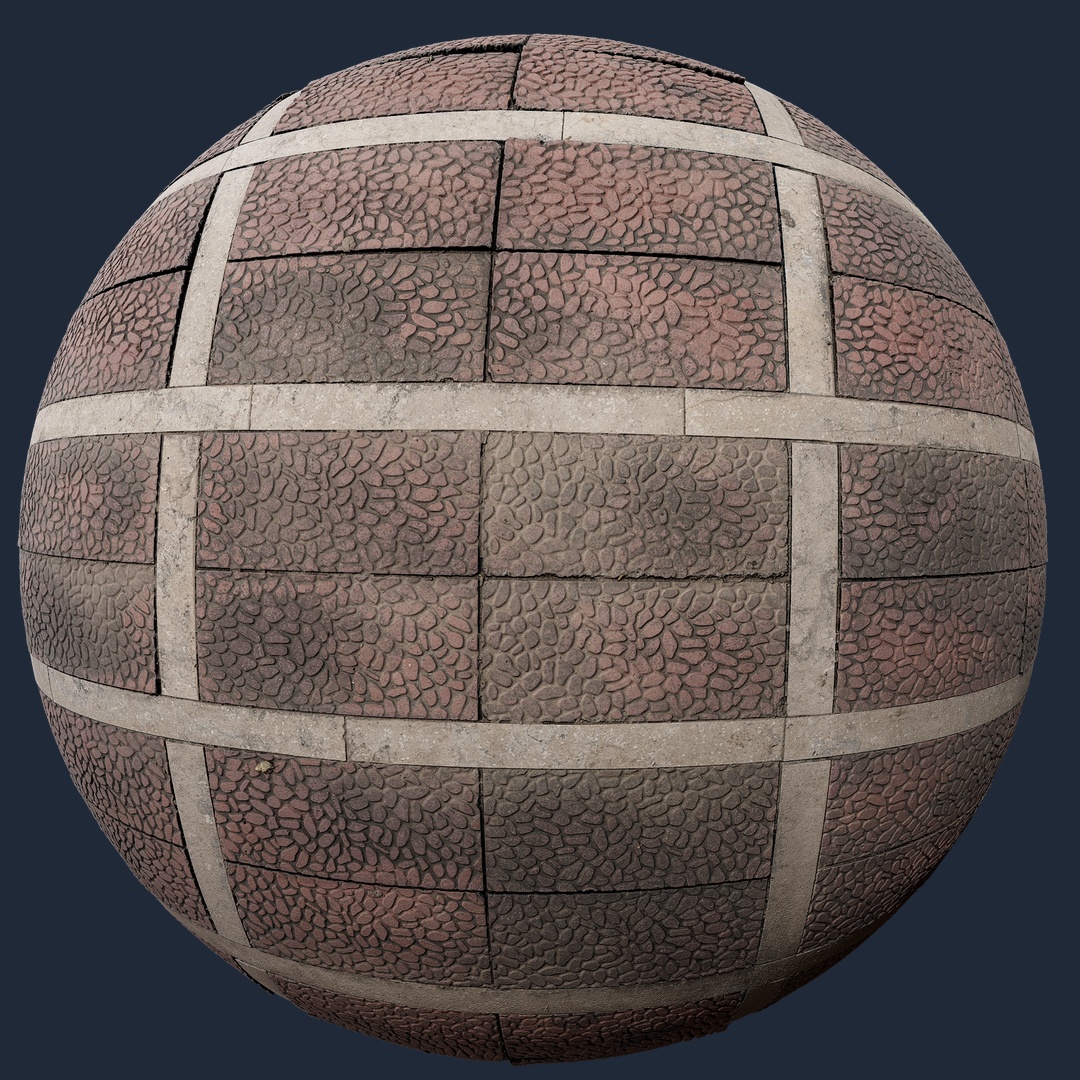 Embossed Red Paving Tiles – embossed red paving tiles, embossed texture Floor material preview