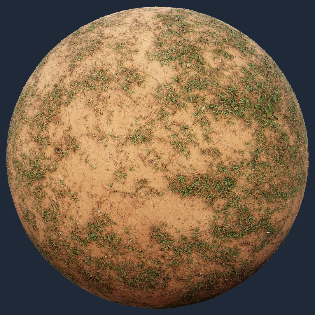 Sparse Grass on Dry Soil – sparse grass on dry soil, sparse texture Ground material preview