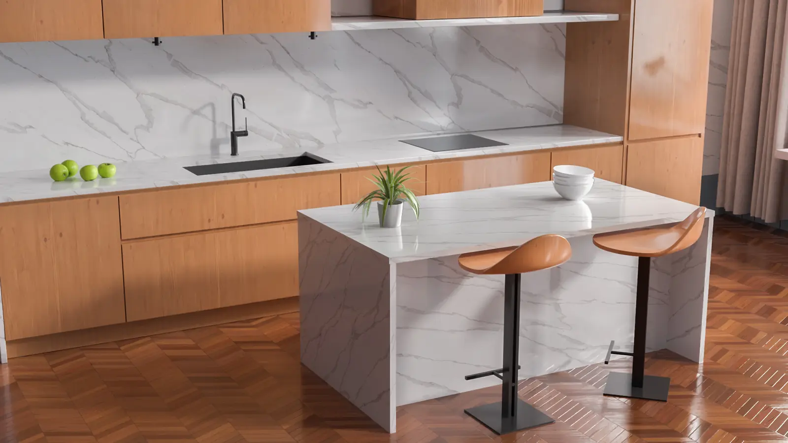 Elegant Soft Veined White Marble PBR texture screenshot 1