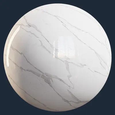 Elegant Soft Veined White Marble PBR Texture