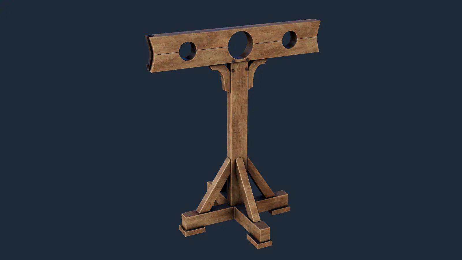 Mittelalterlicher Pranger aus Holz 3D model screenshot 1
