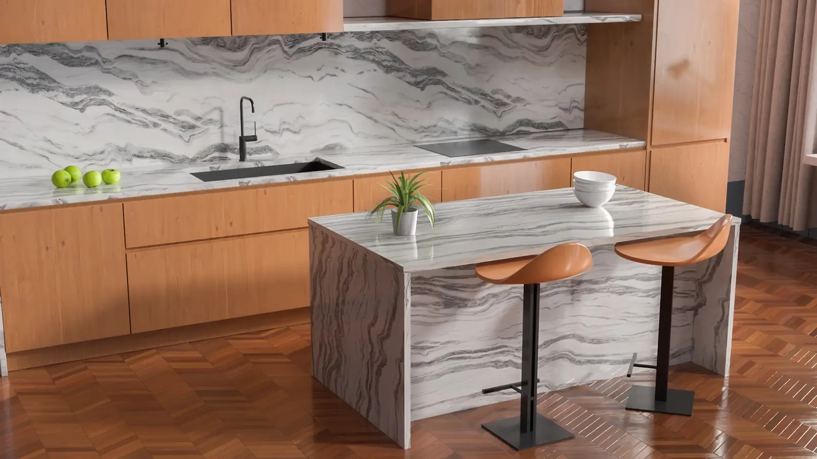 Luxury Flow Veined White Marble PBR texture screenshot 1