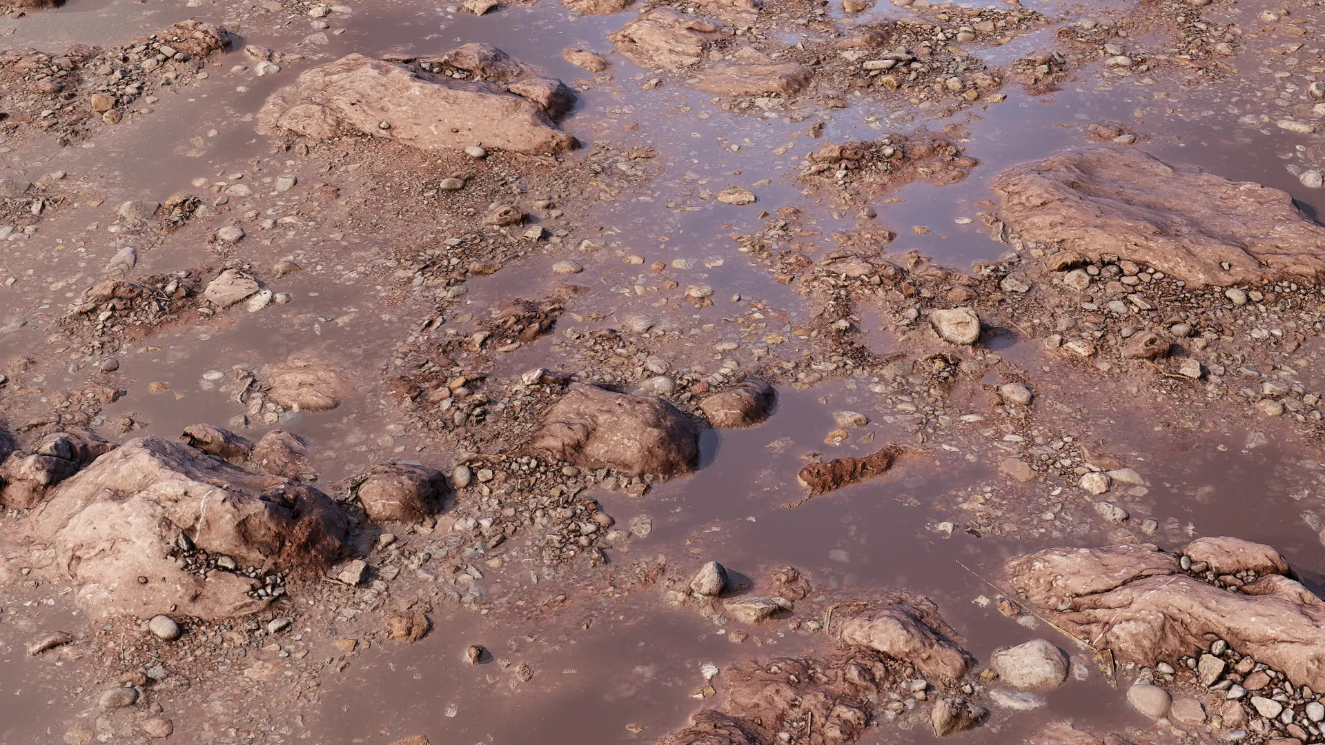 湿滑多石的泥泞地形 PBR texture screenshot 1