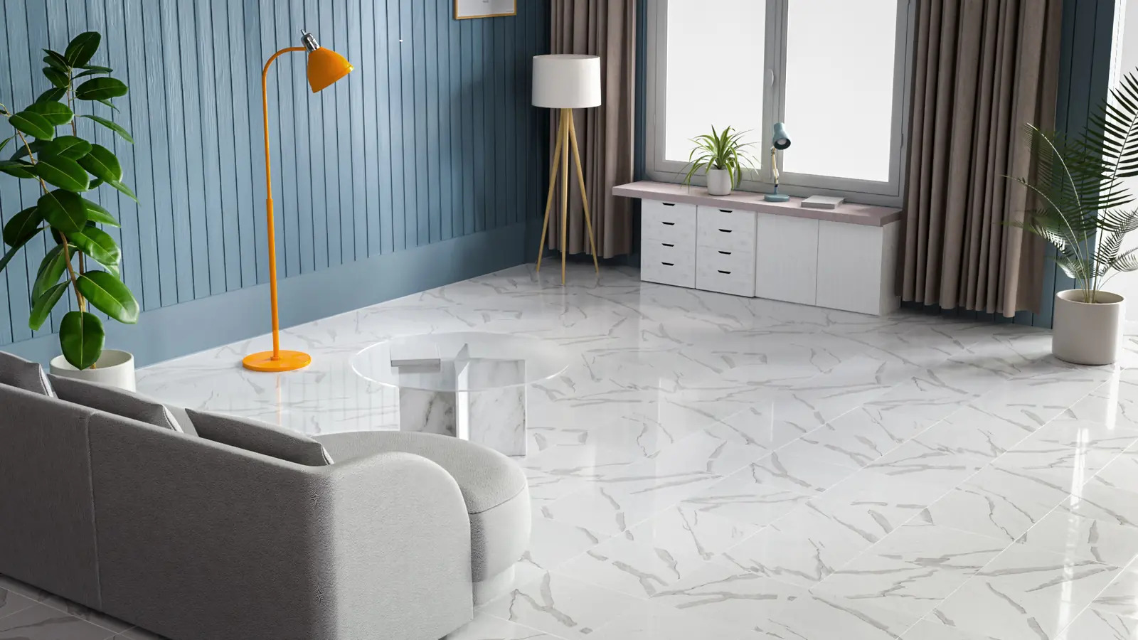 Luxury White Marble Floor Tile PBR texture screenshot 1
