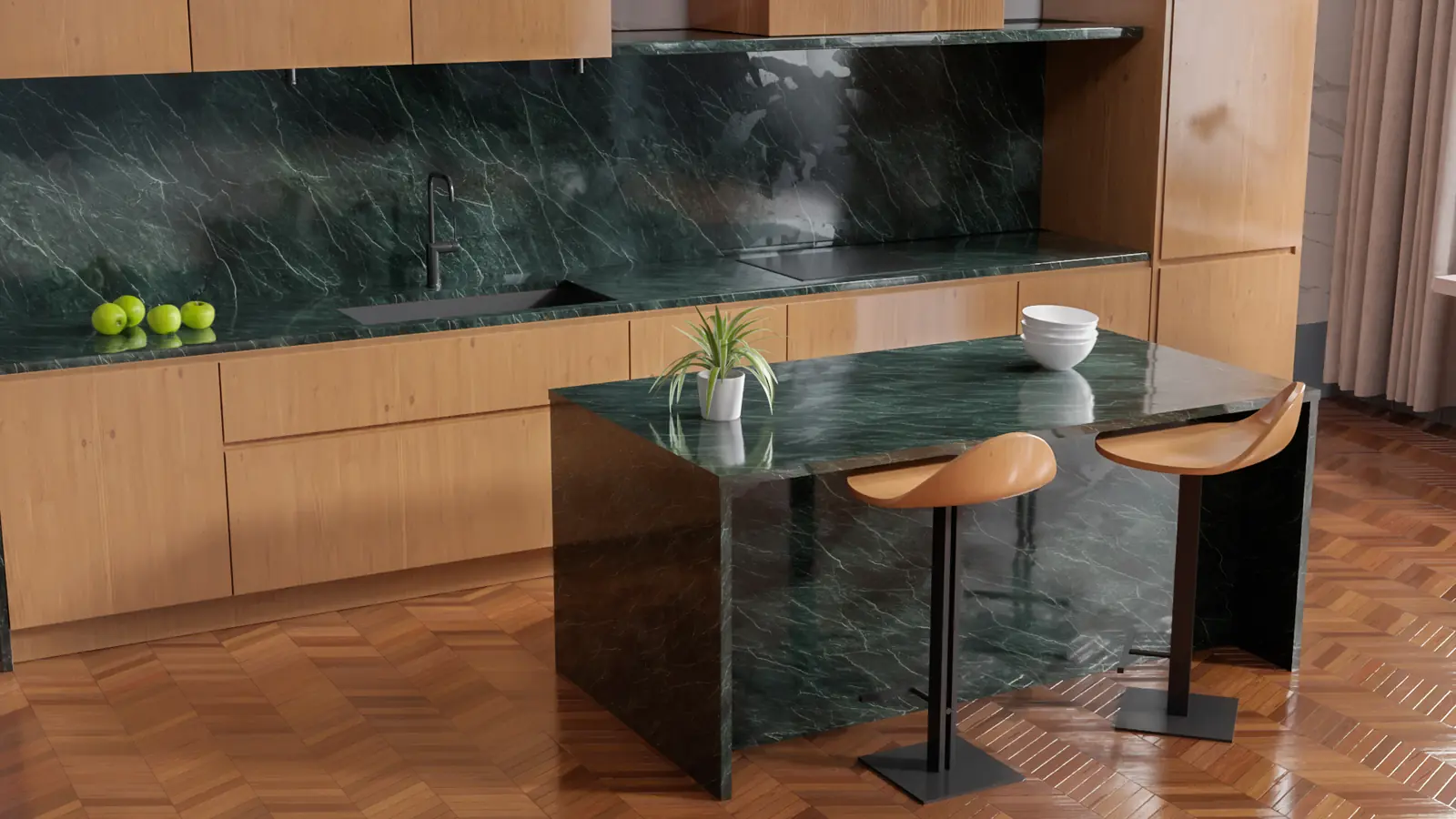 Luxury Dark Green Marble PBR texture screenshot 1