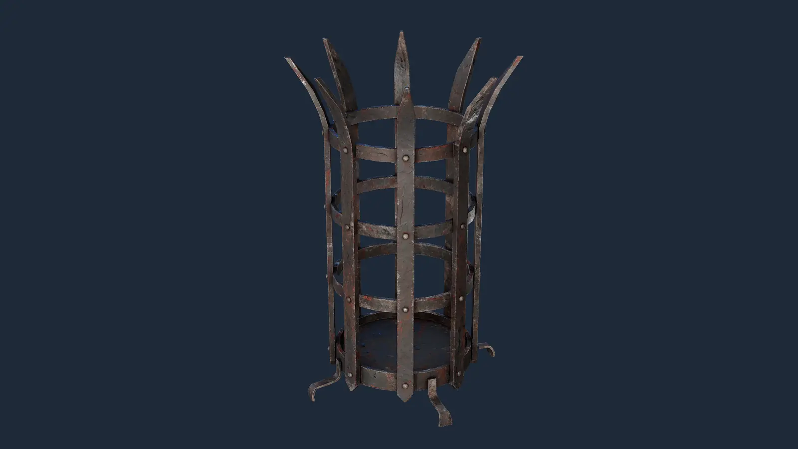 Brasier en fer médiéval 3D model screenshot 1