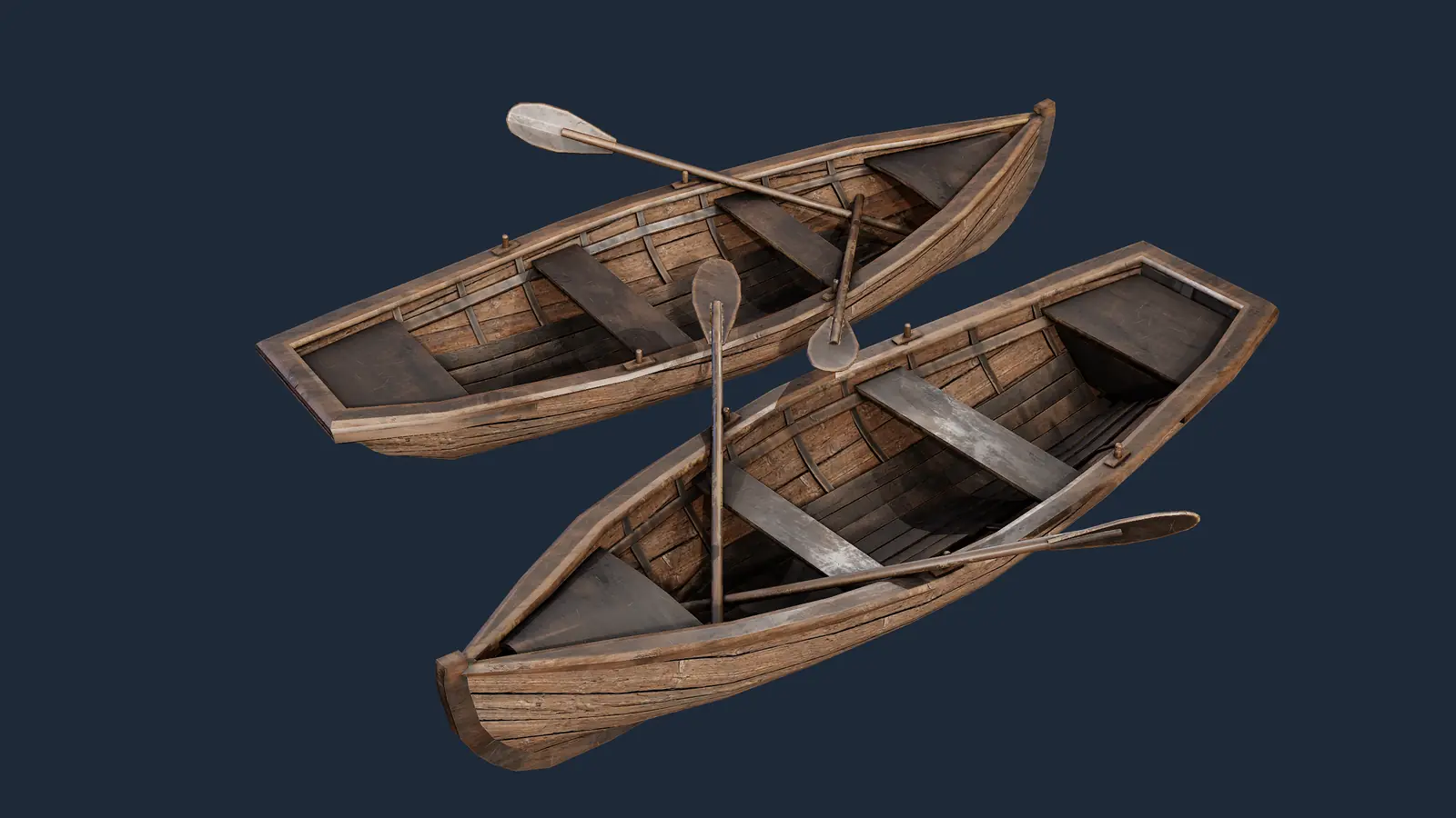 Деревенская лодка в деревенском стиле 3D model screenshot 1