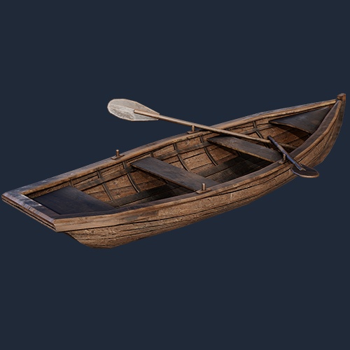 Rustic Wooden Rowboat – Free Medieval 3D Model