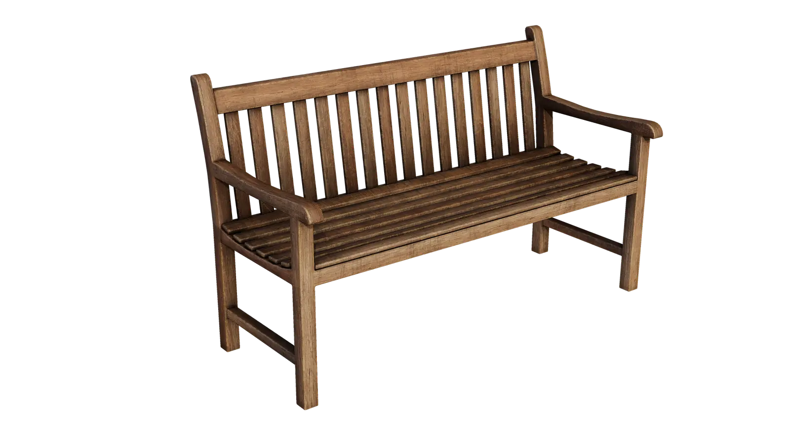 Wooden Bench 3D model screenshot 1