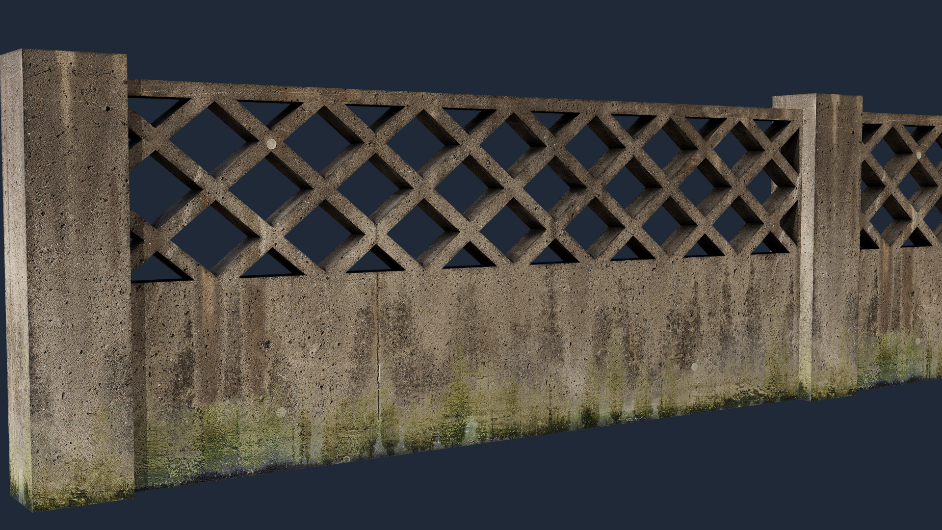 风化混凝土围栏 3D model screenshot 1