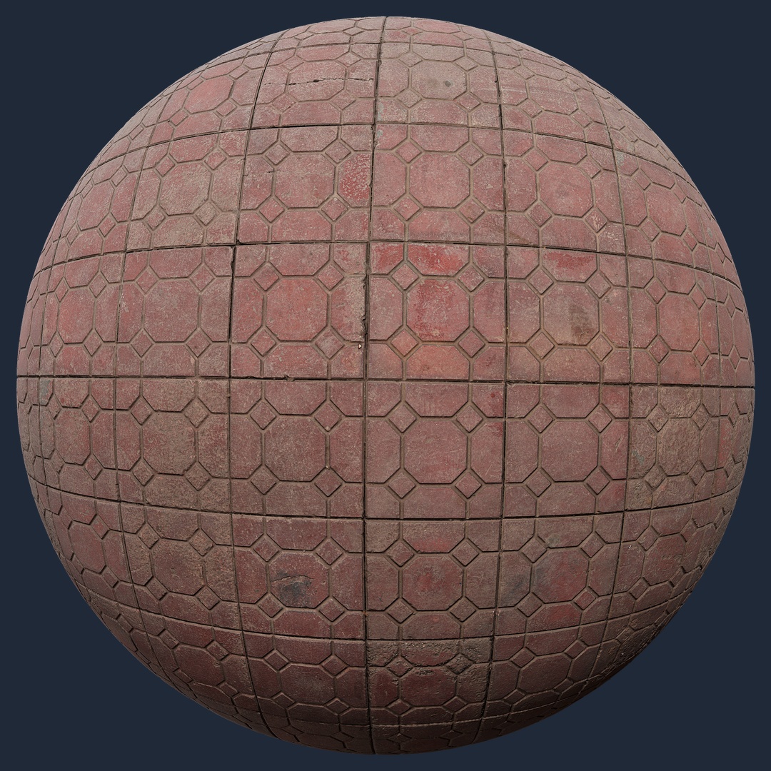 Floor PBR Texture – Red Paving Tiles | Free CC0 PBR