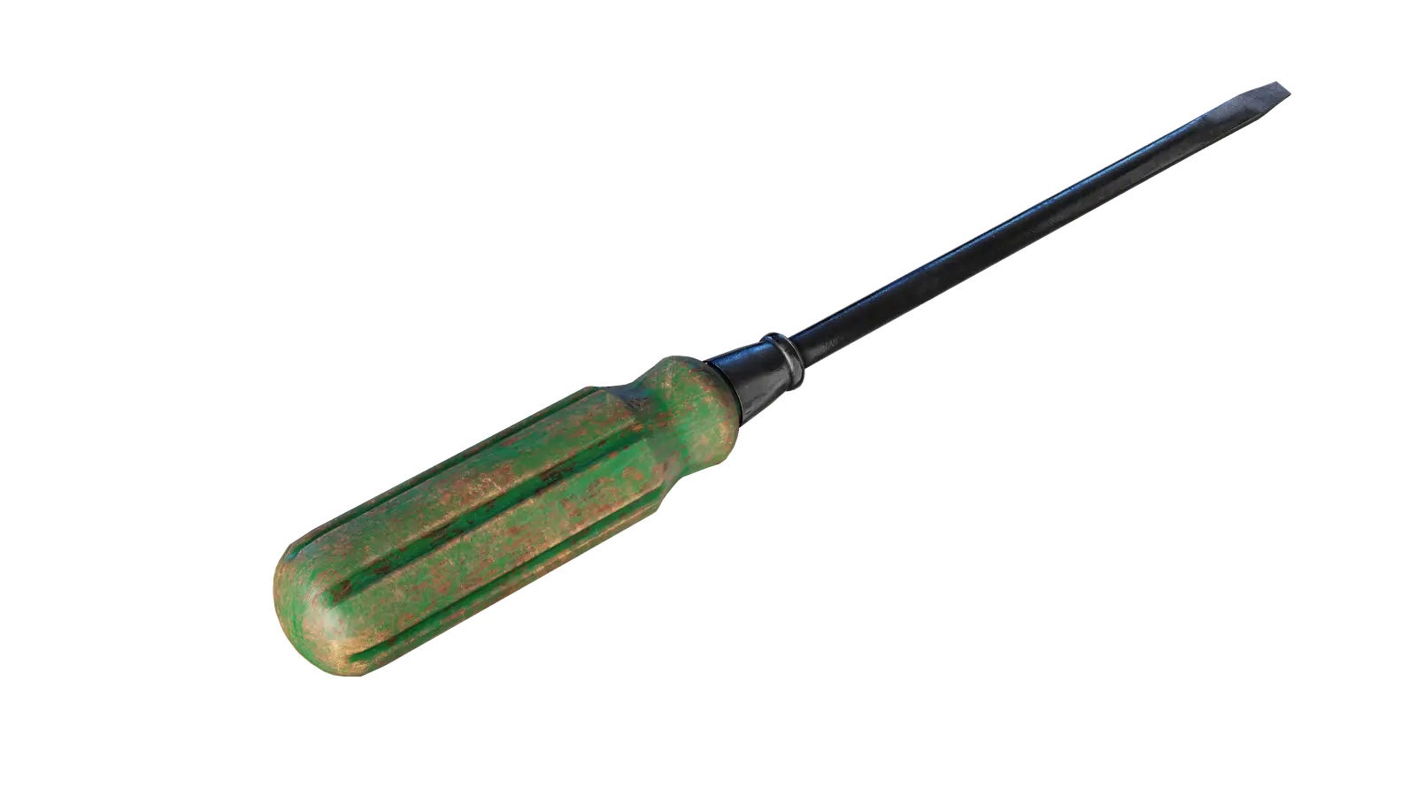 Old Flathead Screwdriver 3D model screenshot 1