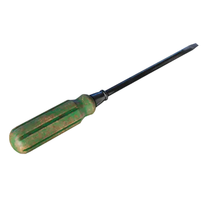Old Flathead Screwdriver 3D Model
