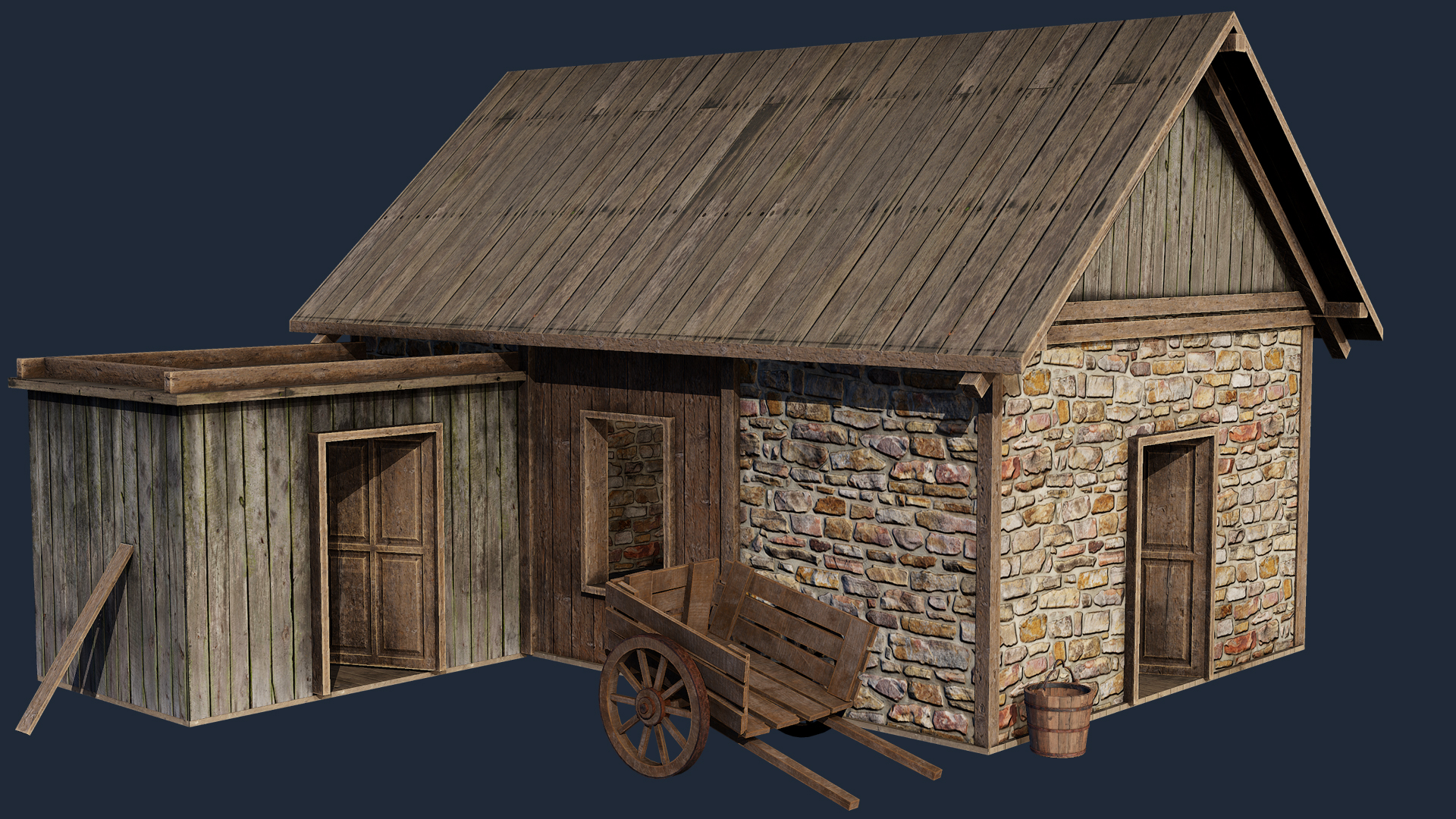 Casa de pedra medieval 3D model screenshot 1
