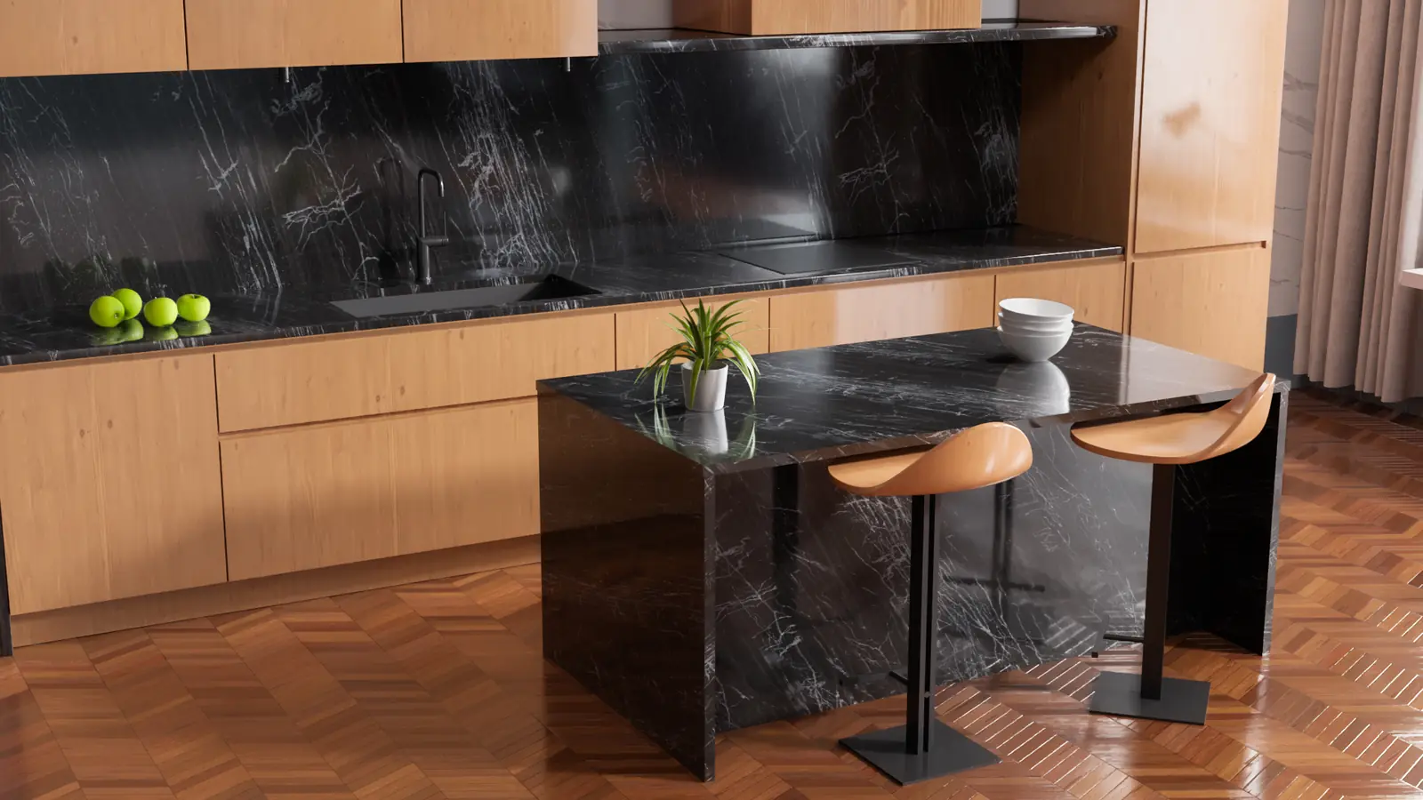 Fine Veined Black Marble PBR texture screenshot 1