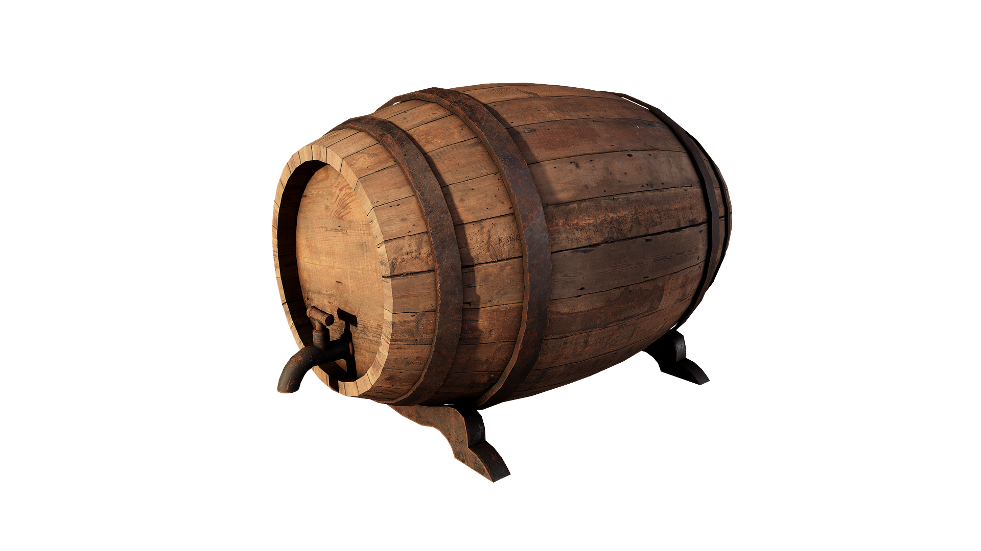 Rustikales Holzfass 3D model screenshot 1