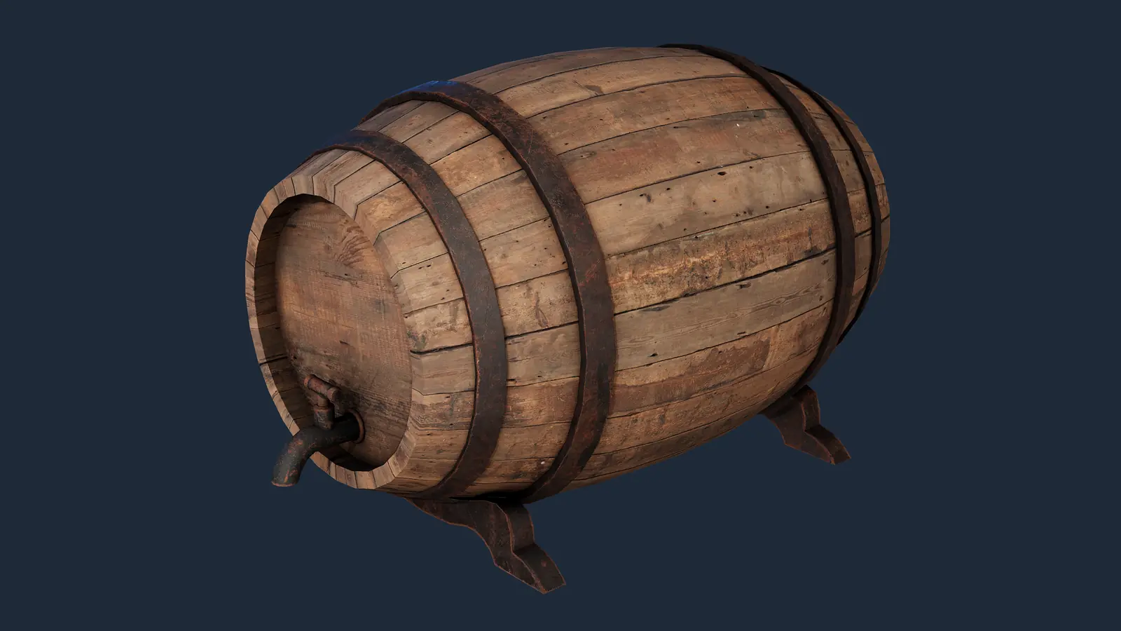 Rustikales Holzfass 3D model screenshot 1