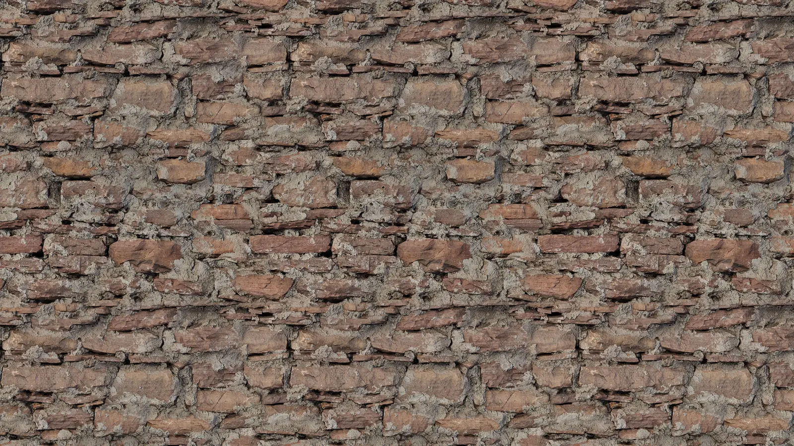 Weathered Stacked Stone Wall PBR texture screenshot 1