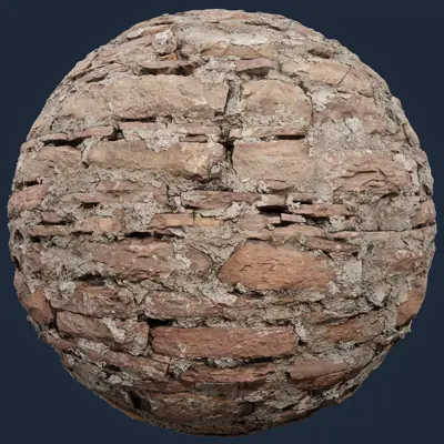 Weathered Stacked Stone Wall PBR Texture