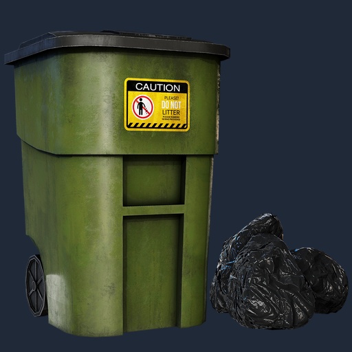 Lixeira urbana com sacos de lixo