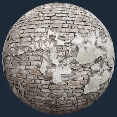 Exposed Brick Wall with Peeling Plaster – Free Brick PBR Texture