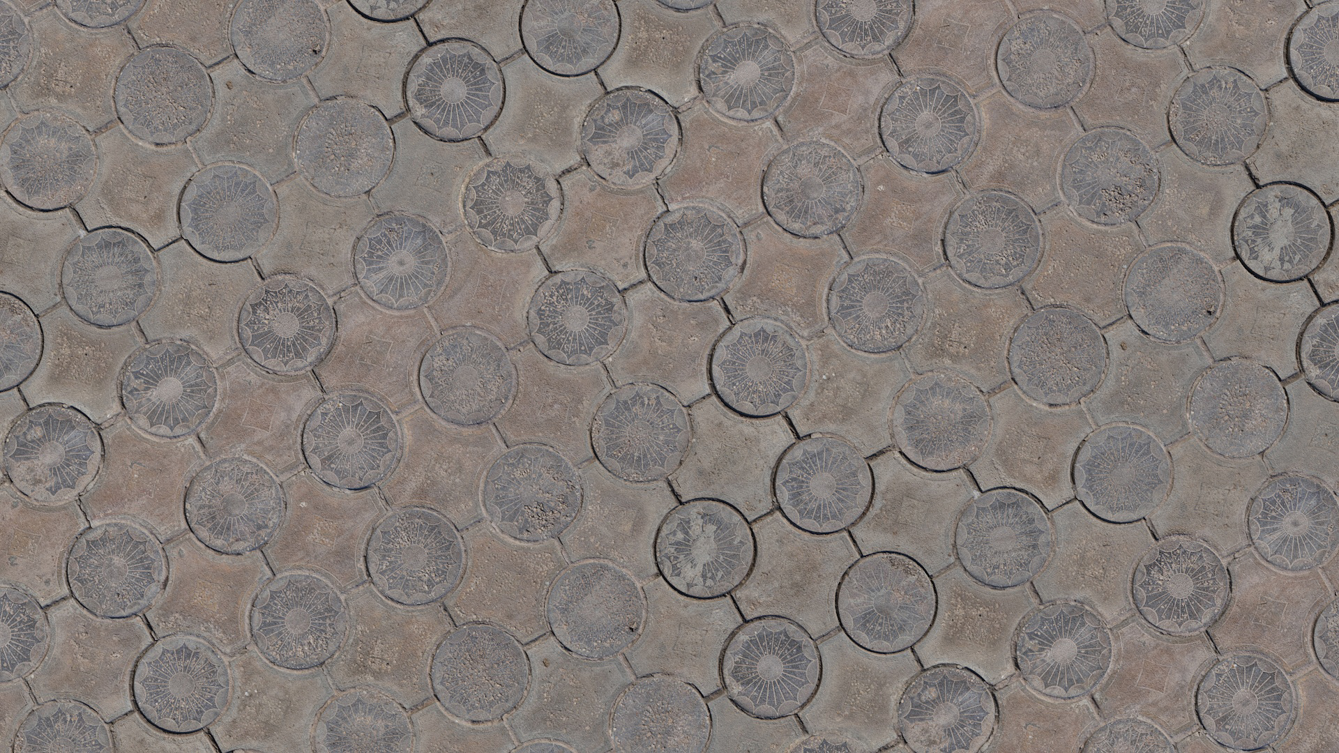 Textura de baldosa de pavimento circular PBR texture screenshot 1