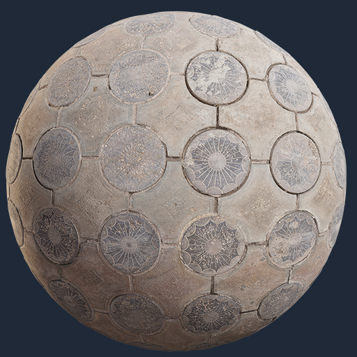 Circular Pavement Tile Texture – Free Floor PBR Texture