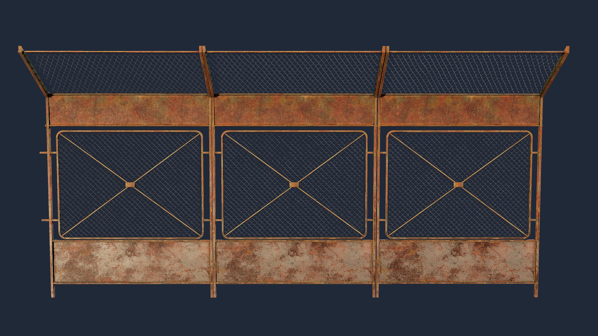 生锈的金属栅栏 3D model screenshot 1