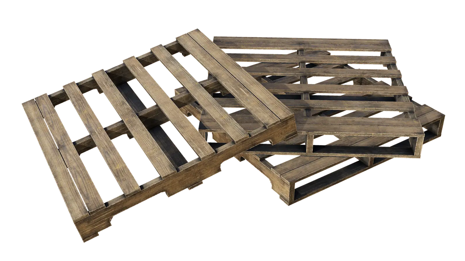 Weathered Wooden Pallet 3D model screenshot 1