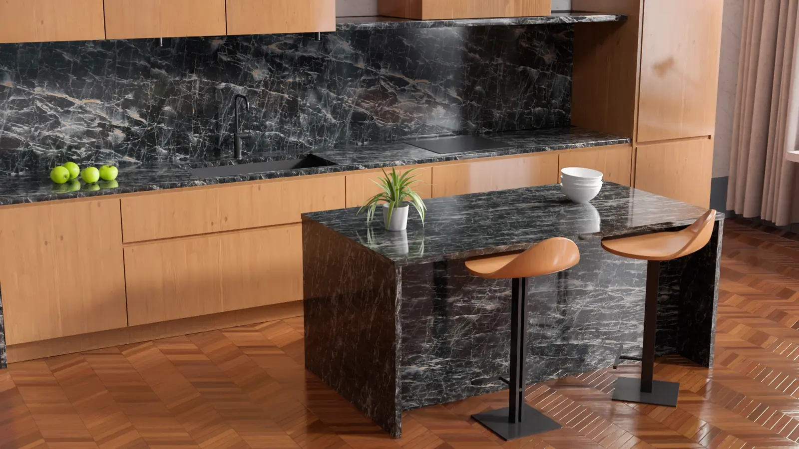 Fine Veined Black Marble PBR texture screenshot 1